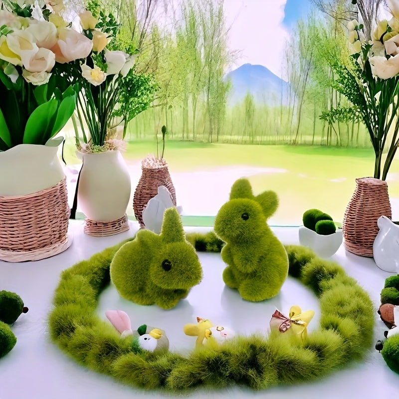 Tnessential Garden Style Decorative Moss Rabbit Figurine 3D Decor