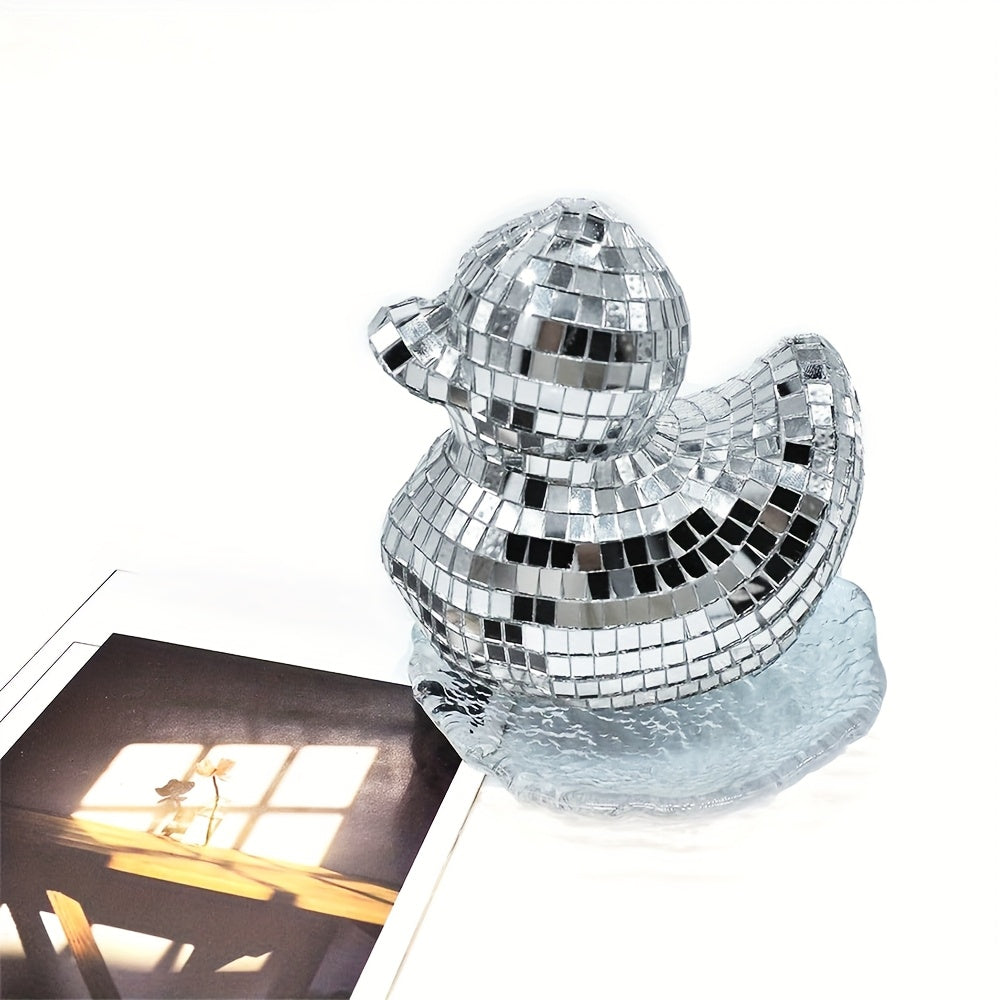 Tnessential Silvery Reflective Mosaic Mirror Duck Pendant 3D Decor