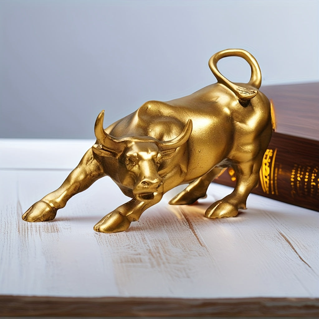 Tnessential Golden Bull Statue 3D Decor