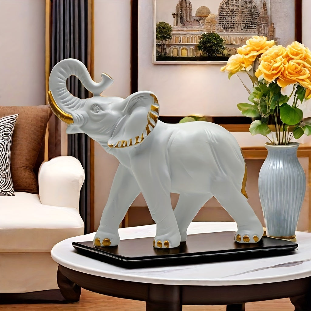 Tnessential Charming Resin Elephant Sculpture 3D Decor