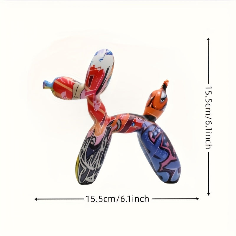 Tnessential Vibrant Graffiti Balloon Dog Sculpture 3D Decor