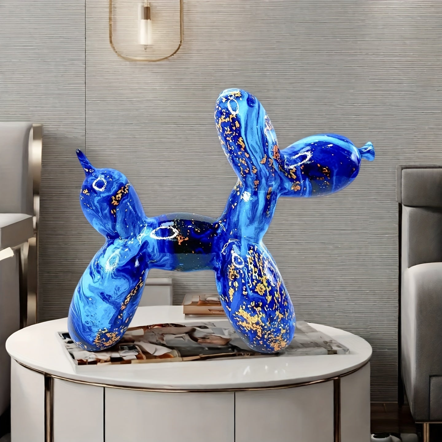 Tnessential Blue and Golden Water-soaked Balloon Dog 3D Decor