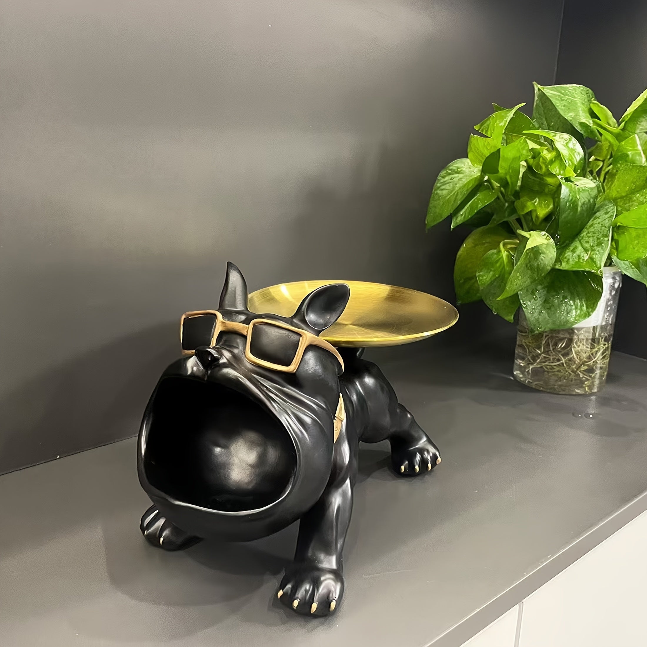 Tnessential Chic Dog Statue Resin Storage Tray 3D Decor