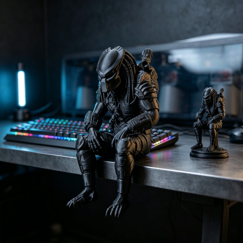 Tnessential Dark Style Alien Warrior Sitting Pose Ornament 3D Decor