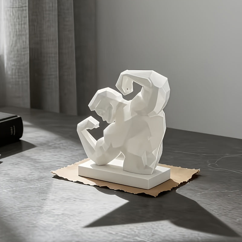 Tnessential White 3D Men's Muscular Statue Bodybuilding Ornament Home 3D Decor
