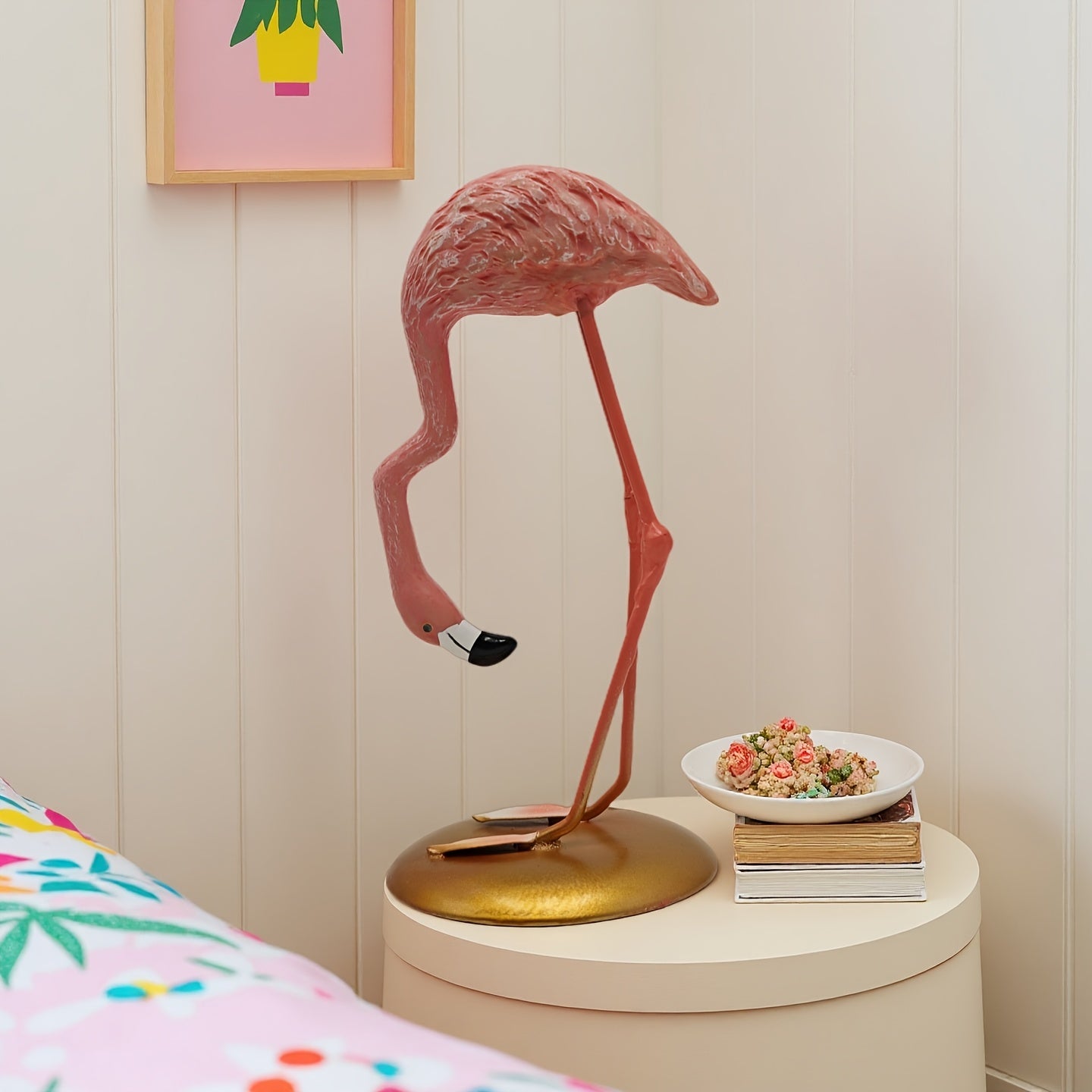 Tnessential Pink Flamingo Couple Resin Ornament Birthday Gift 3D Decor