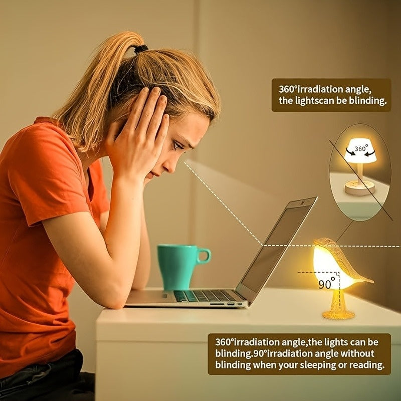 Tnessential Dimmable Touch Bird Table Lamp 3D Decor