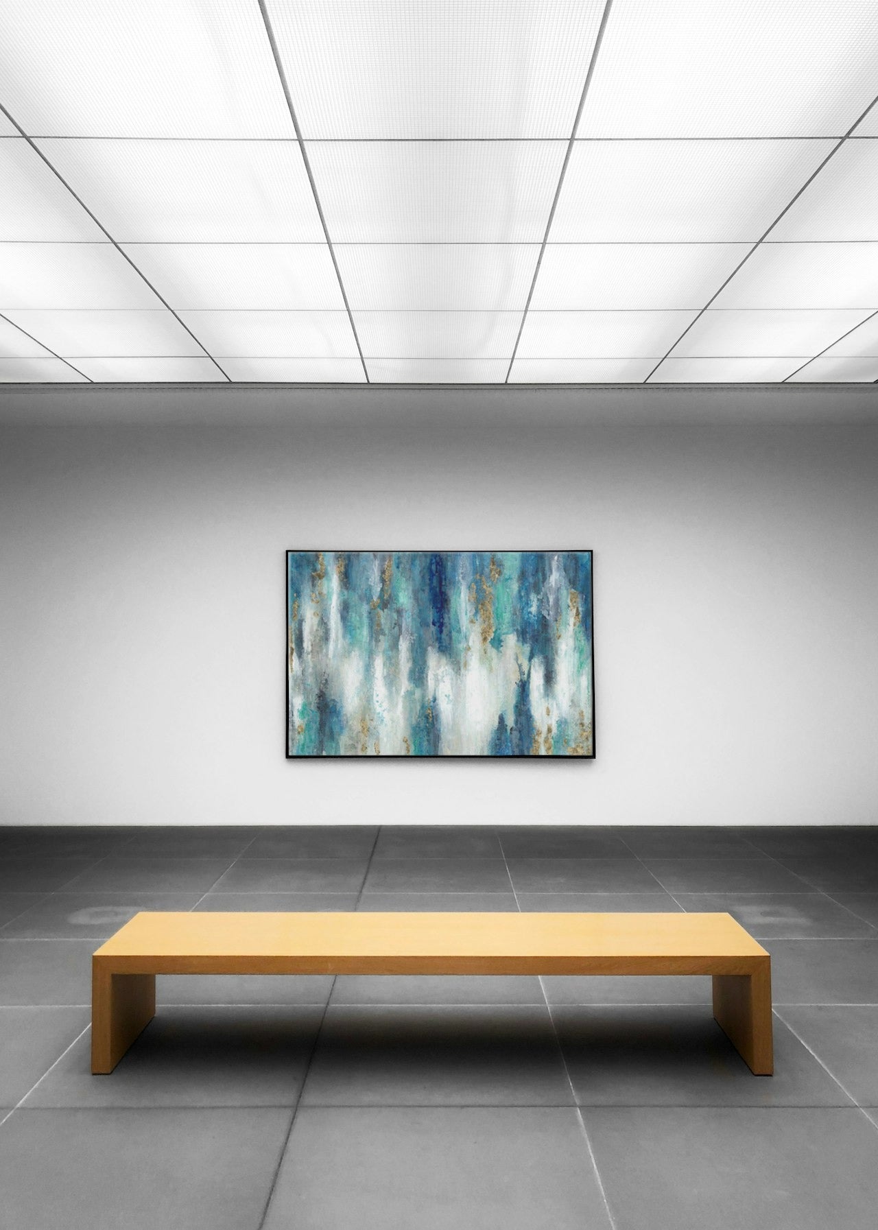 ABSTRACT BLUE PAINTING CANVAS POSTER