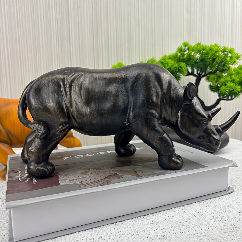 Tnessential Rustic Farmhouse Style Rhino Statue 3D Decor