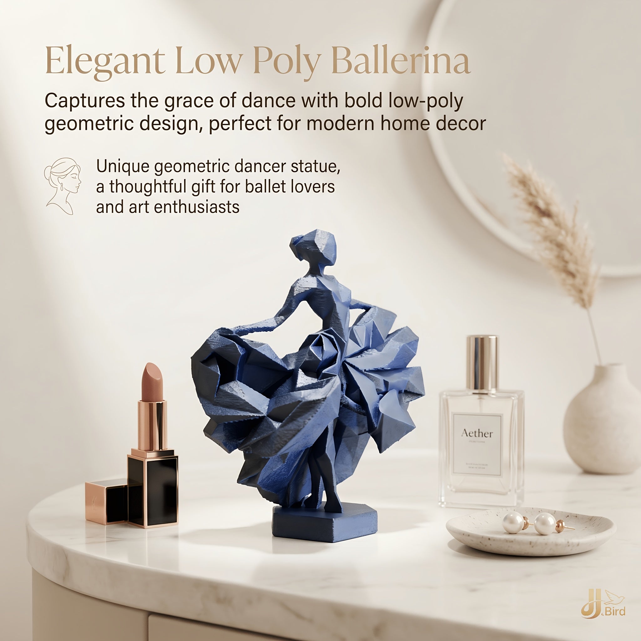 Tnessential J BIRD Low Poly Ballerina Statue 3D Decor