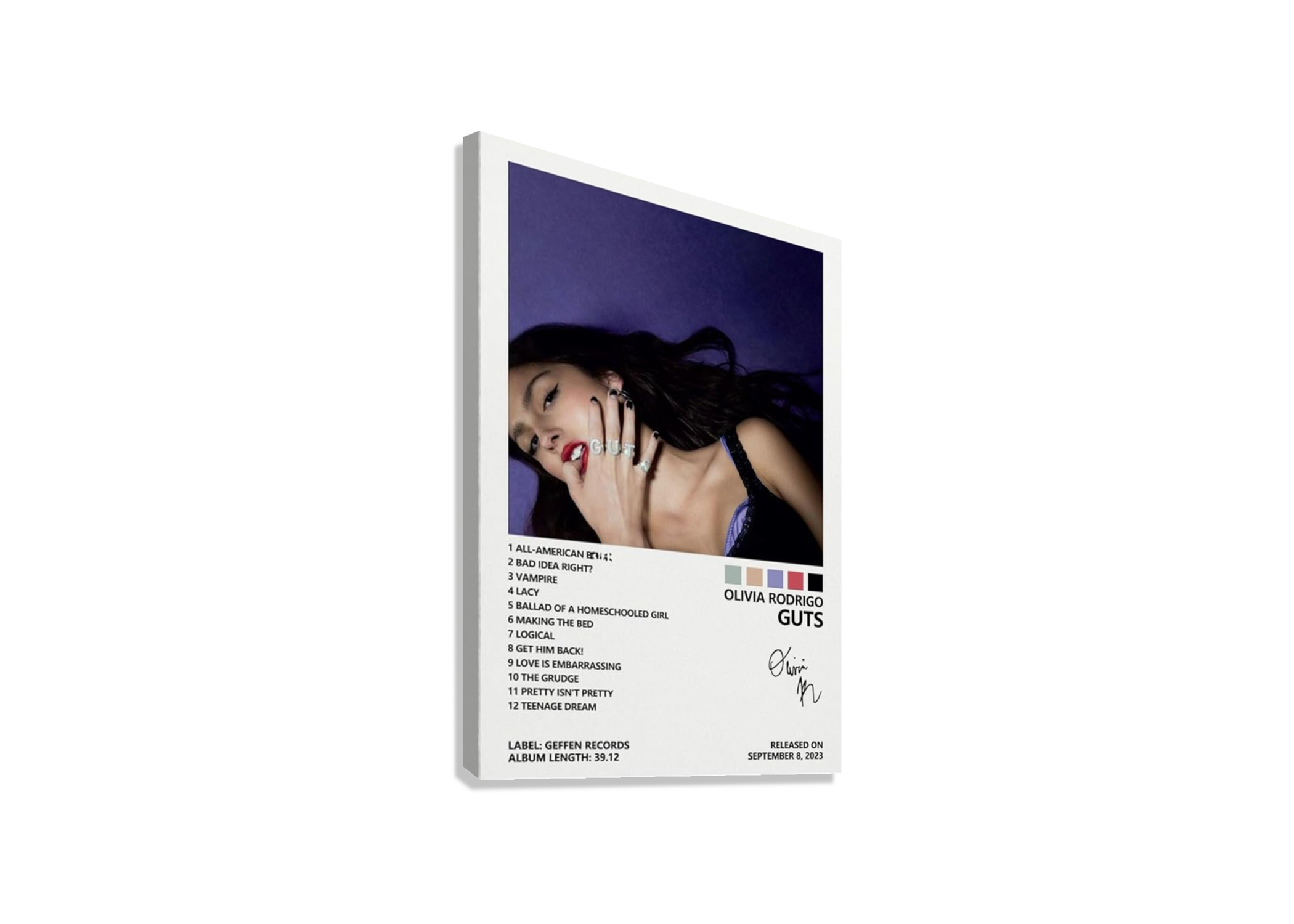 OLIVIA RODRIGO "GUTS" CANVAS POSTER