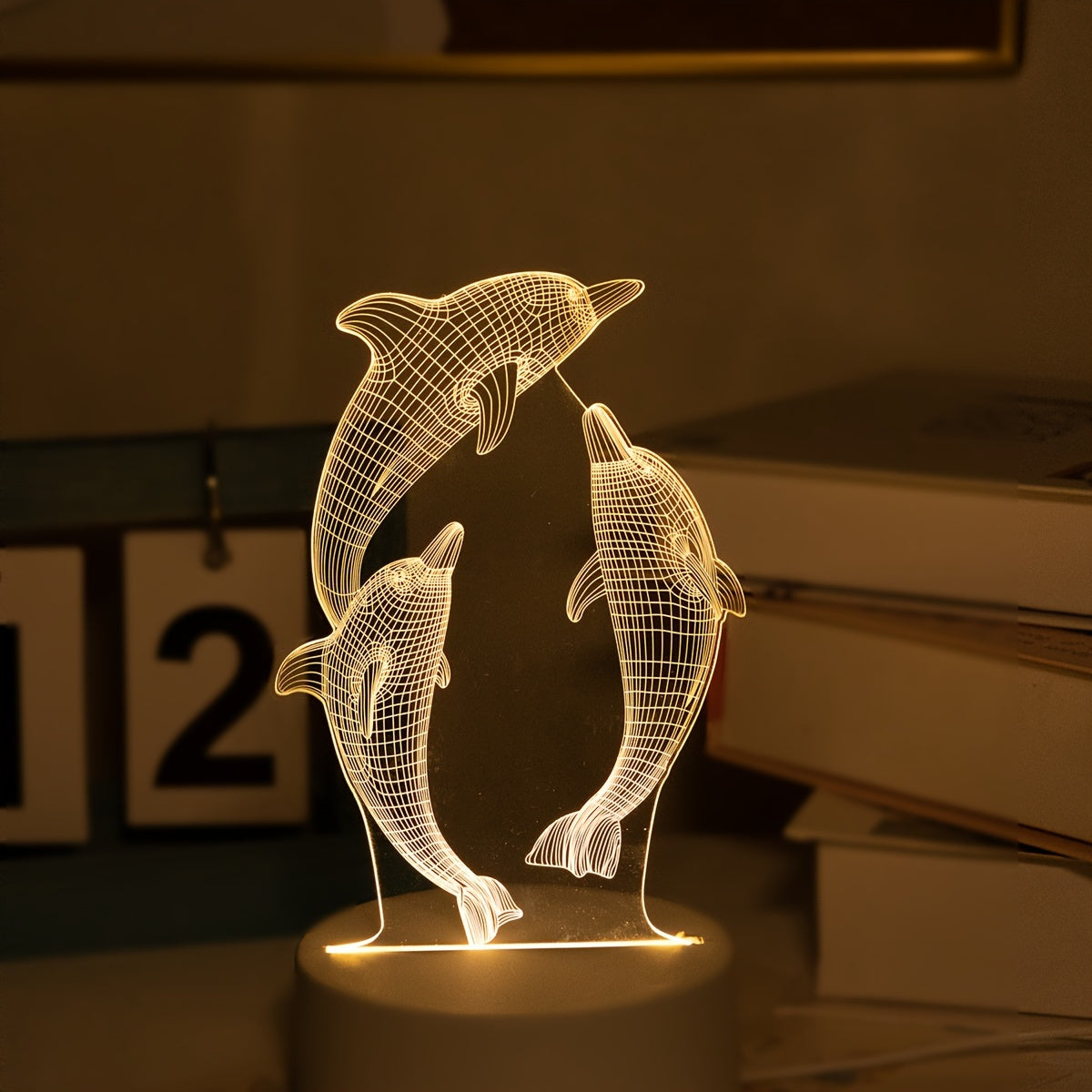 Tnessential USB 3D Glowing Dolphin Creative Night Light 3D Decor