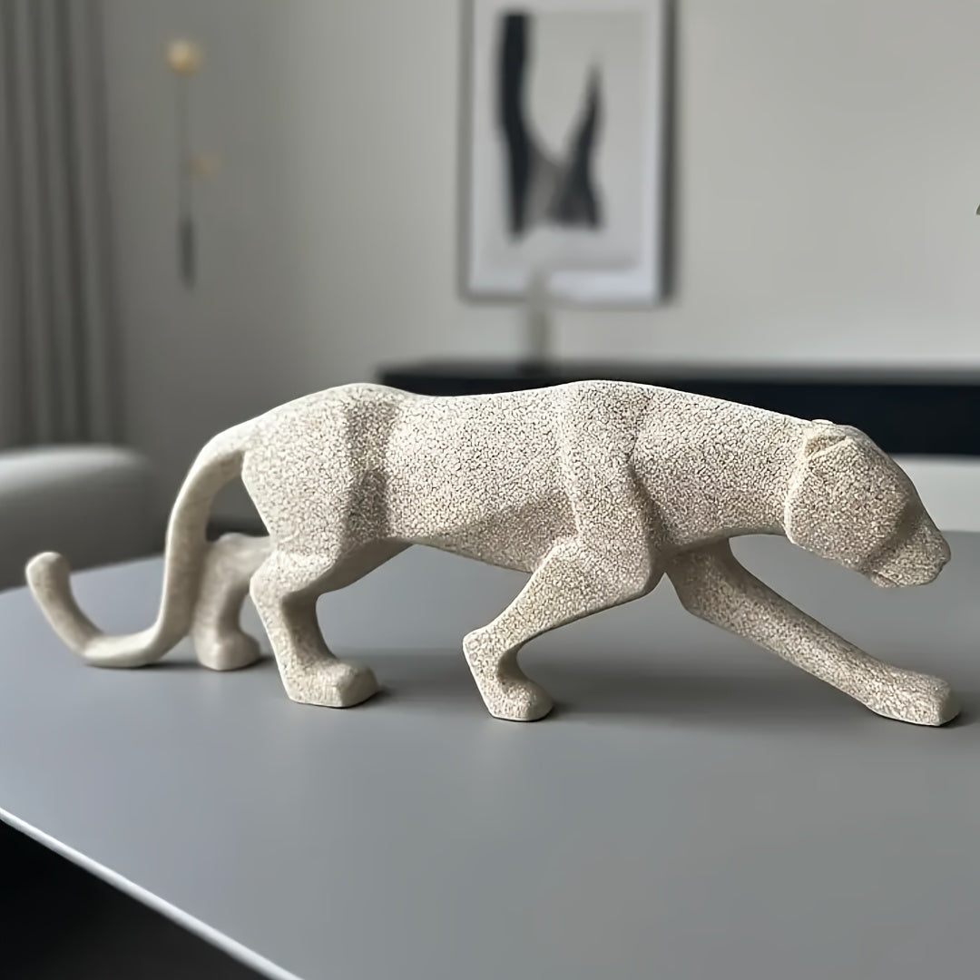Tnessential Nordic Modern Sandstone Texture Resin Cheetah Statue 3D Decor