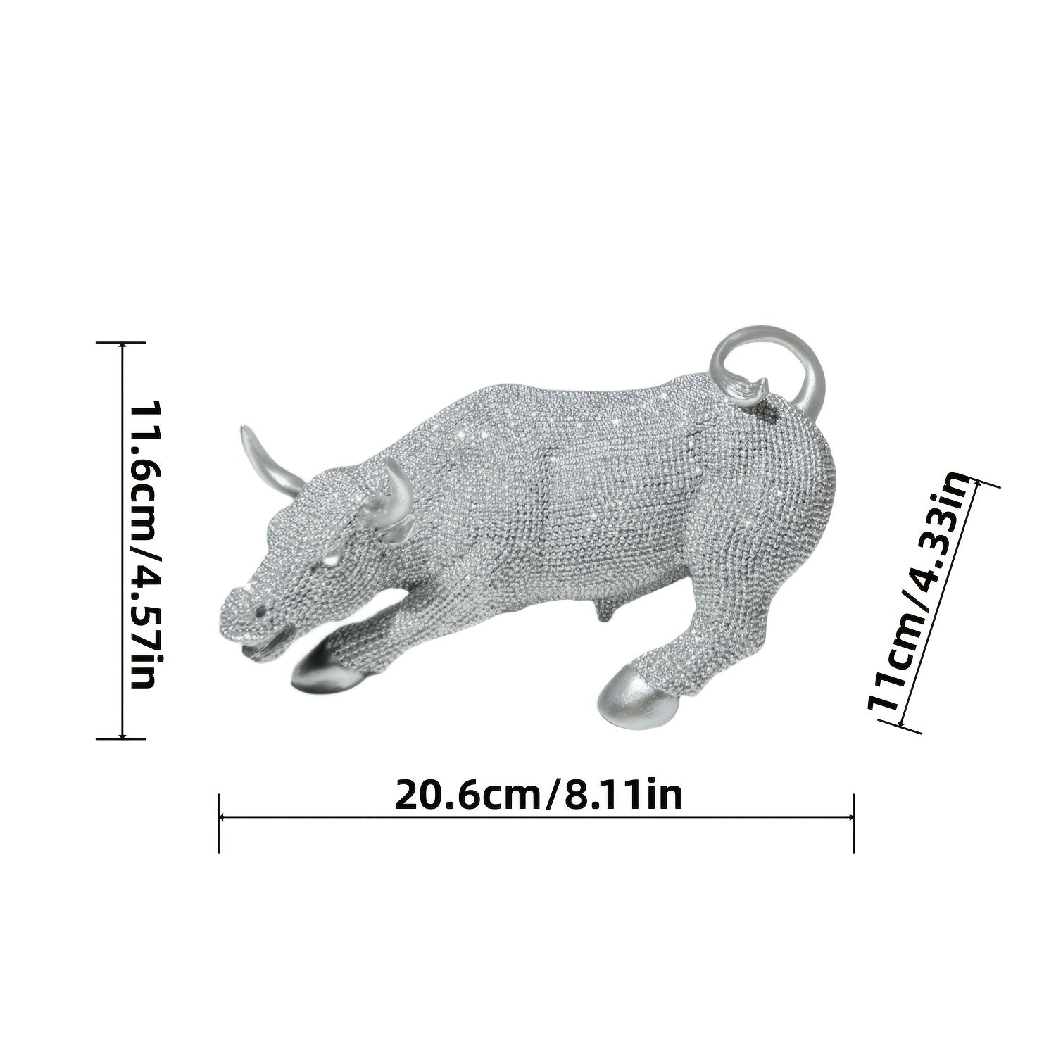 Tnessential Silvery Beaded Wall Street Bull Statue 3D Decor