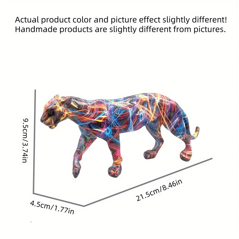 Tnessential Vibrant Graffiti Leopard Statue 3D Decor