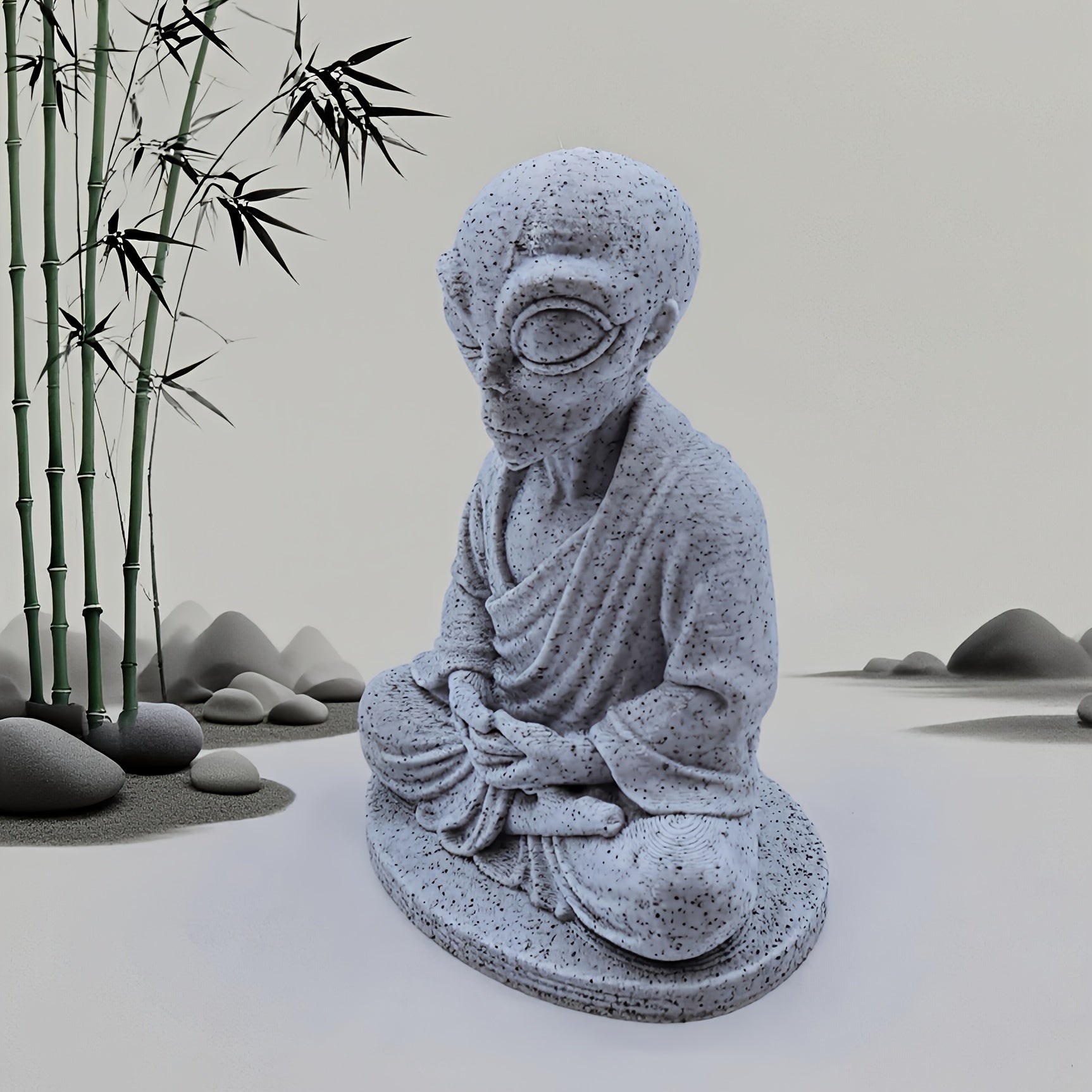 Tnessential Zen-style Meditating Alien Statue Ornament 3D Decor