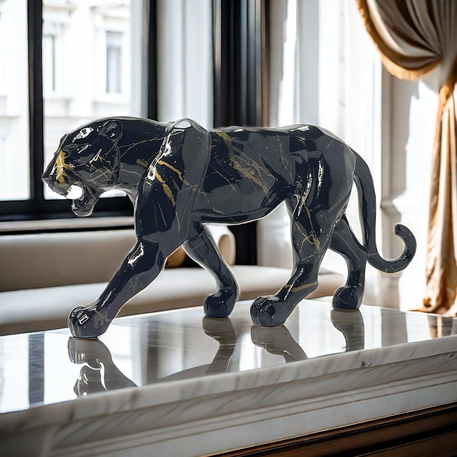 Tnessential Leopard Resin Statue 3D Decor