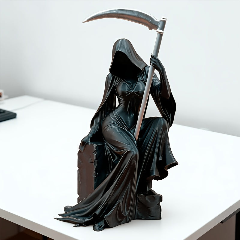 Tnessential Dark-themed Decorative Piece Featuring a Female Grim 3D Decor