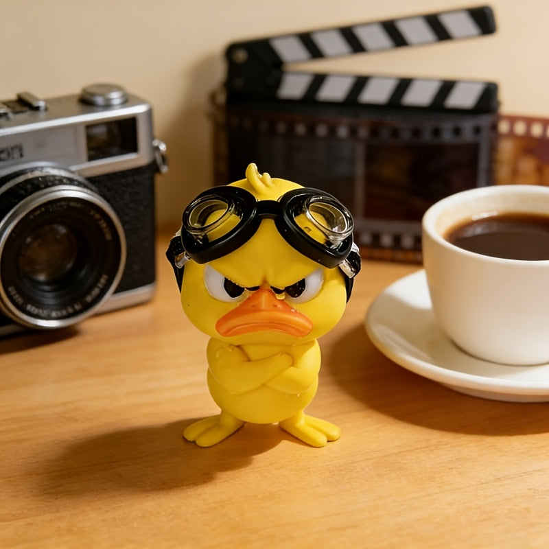 Tnessential An Angry Little Yellow Duck Figurine with Swimming Goggles 3D Decor