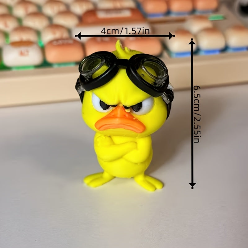 Tnessential An Angry Little Yellow Duck Figurine with Swimming Goggles 3D Decor