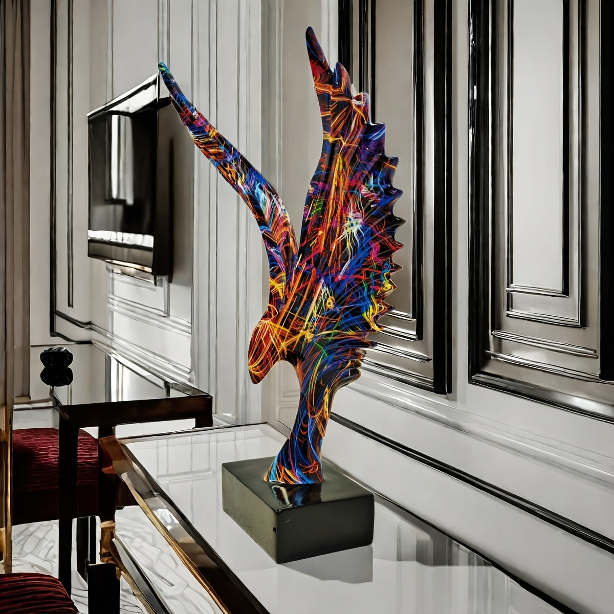 Tnessential Chic Colorful Eagle Statue 3D Decor