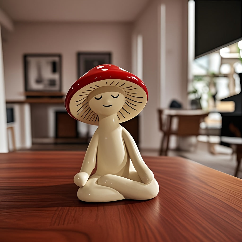 Tnessential Collectible Figurines Anime-themed Meditation Mushroom 3D Decor