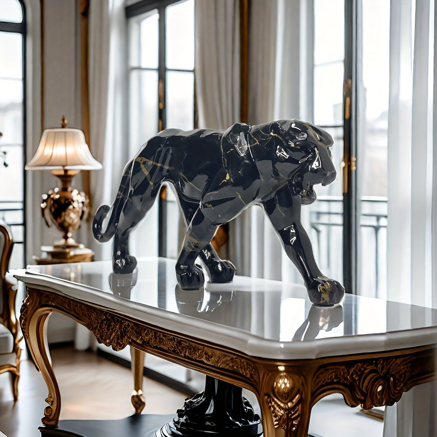 Tnessential Leopard Resin Statue 3D Decor