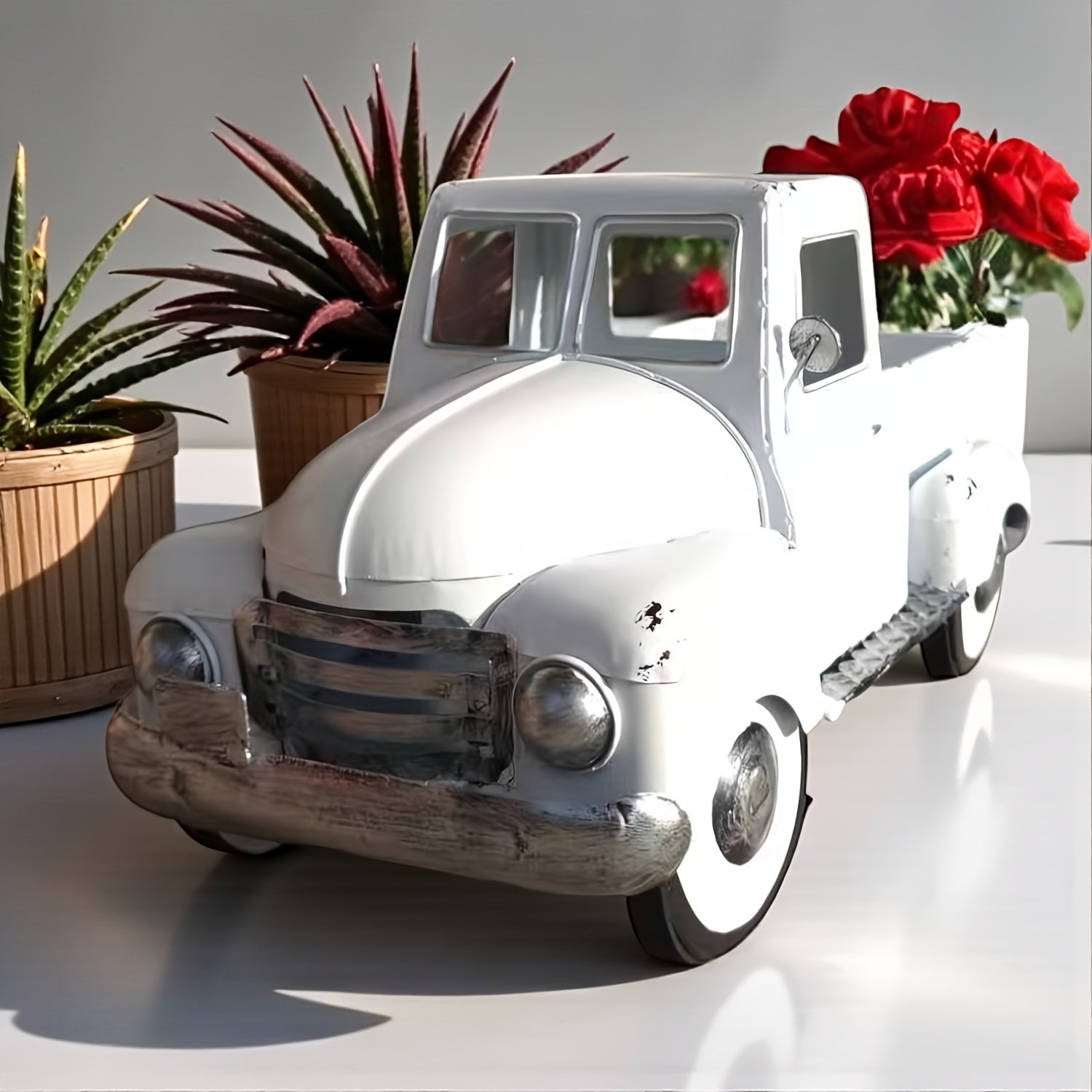 Tnessential White Truck Iron Art Ornament 3D Decor