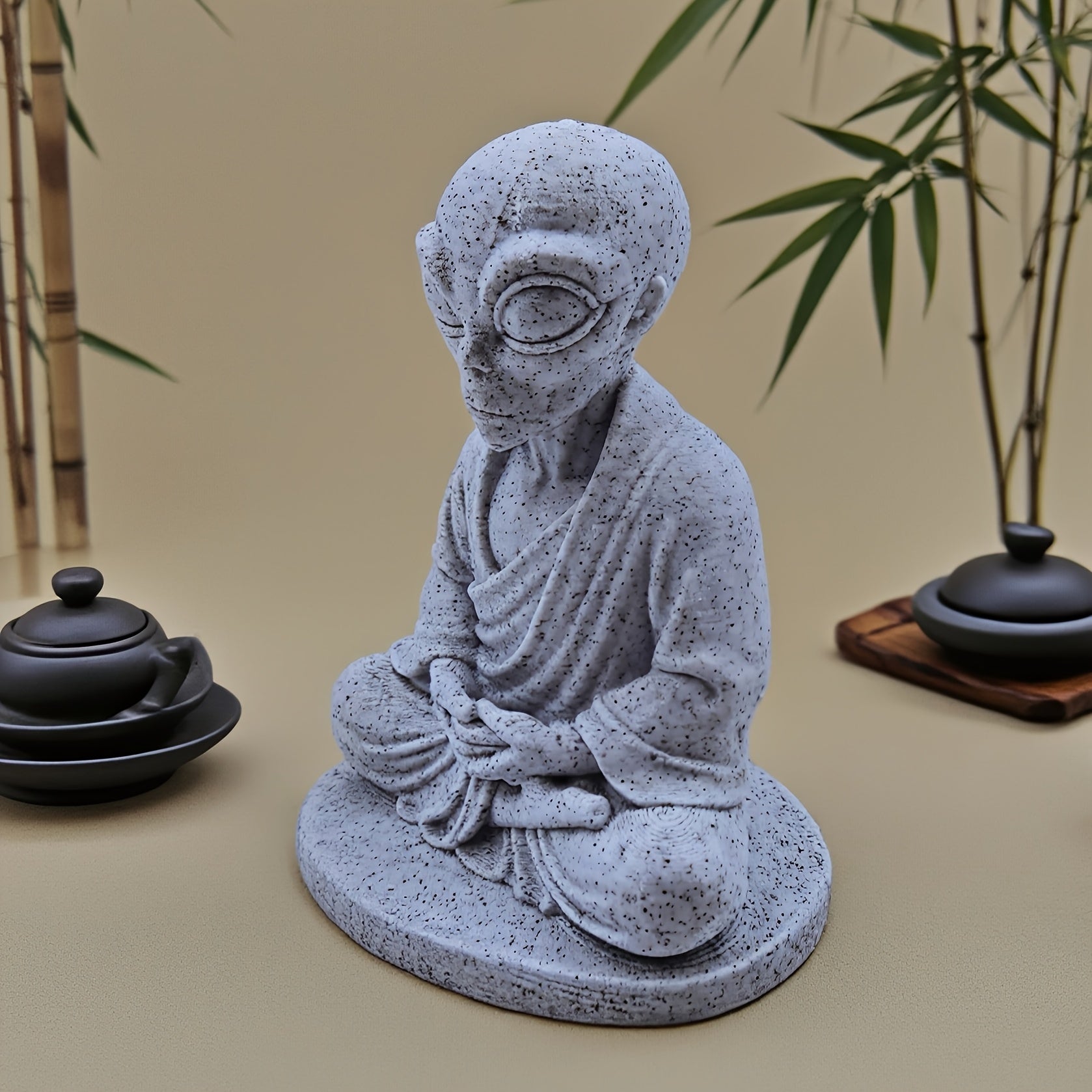 Tnessential Zen-style Meditating Alien Statue Ornament 3D Decor