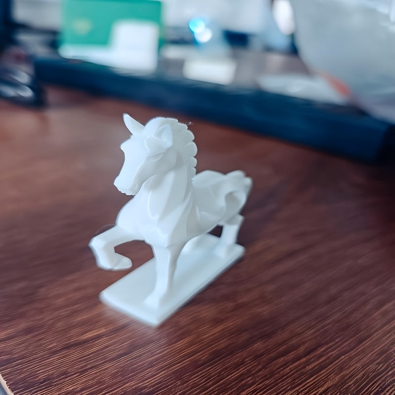 Tnessential Modern Abstract 3D Printed White Horse Sculpture 3D Decor