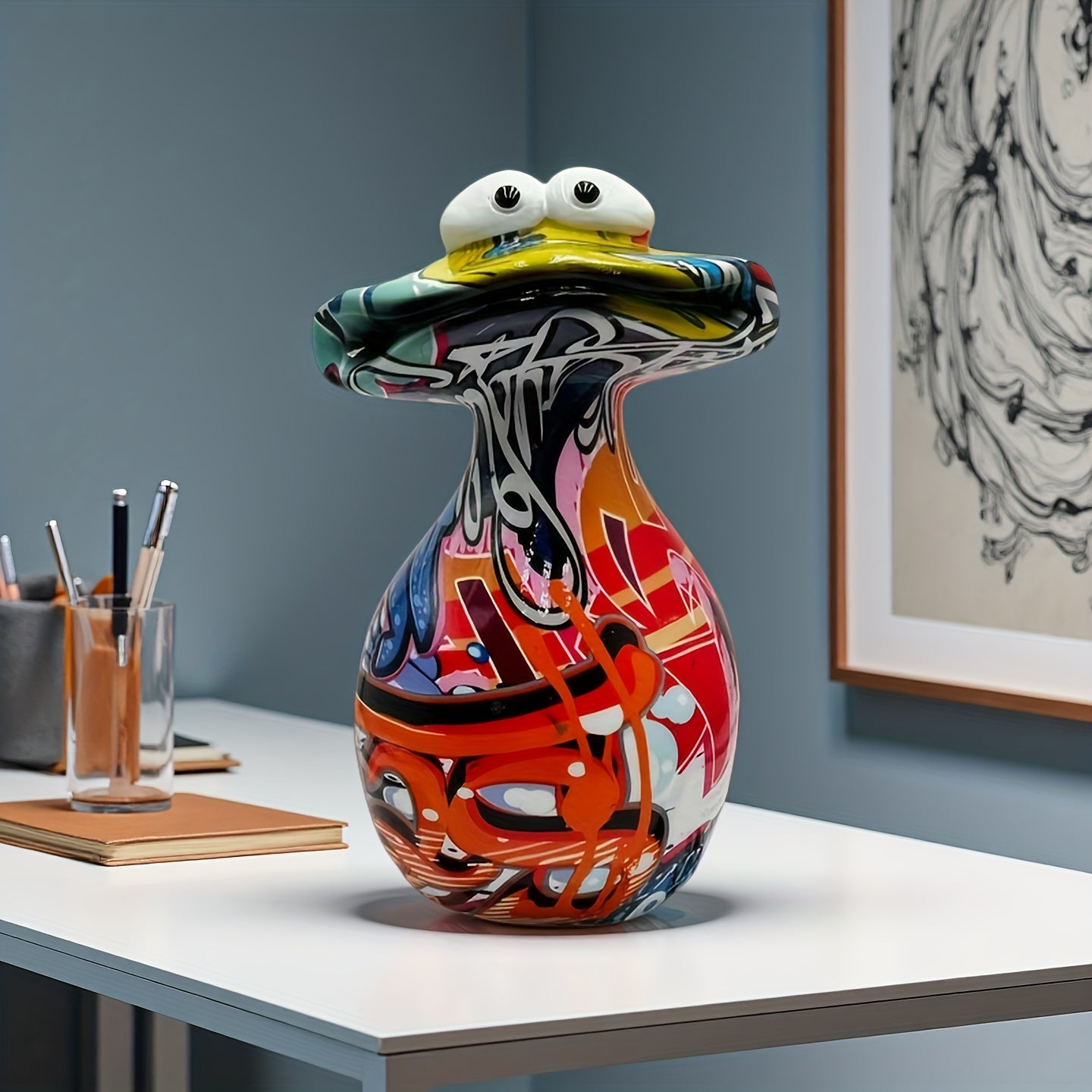 Tnessential Creative Graffiti Colorful Big-mouthed Frog Bottle Home 3D Decor