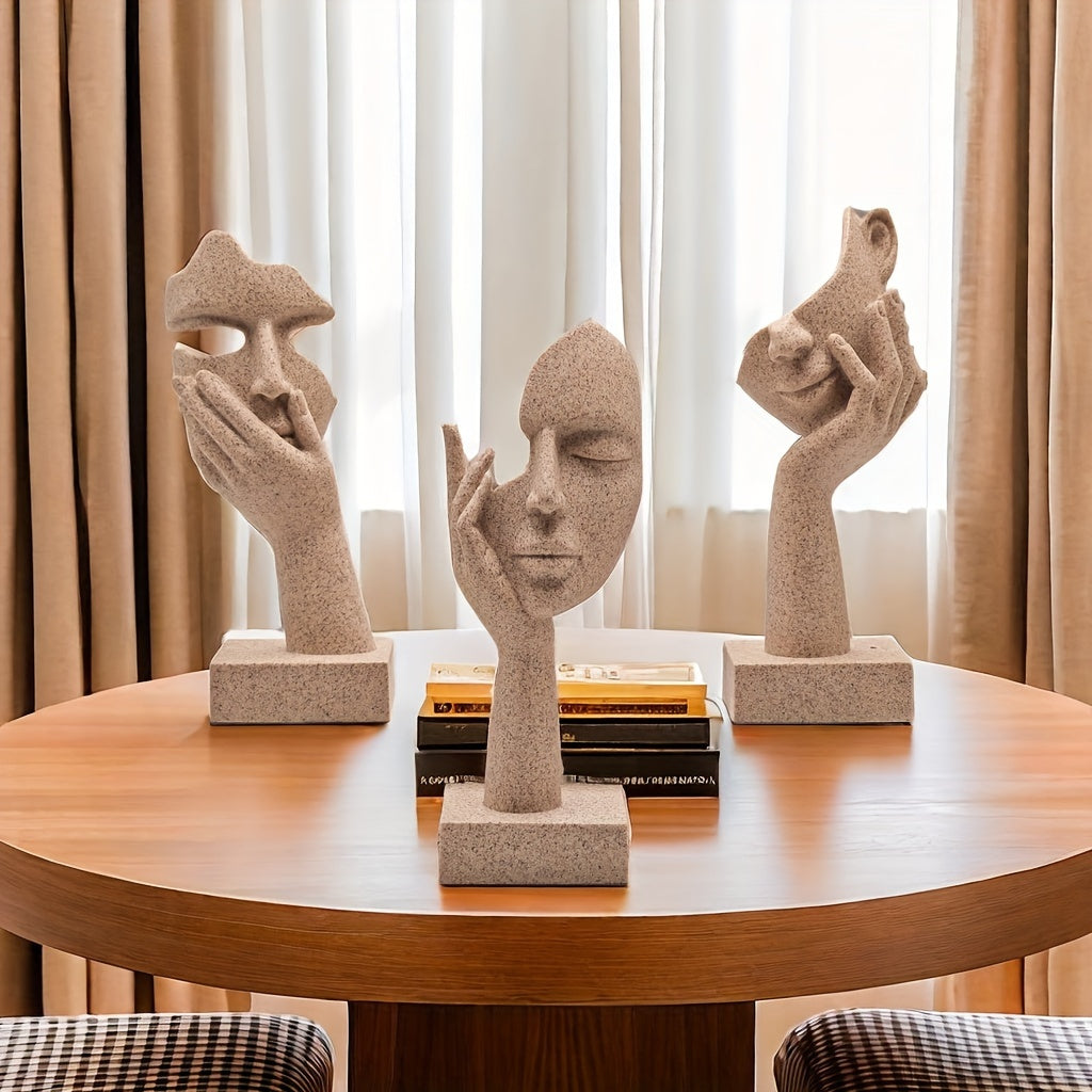 Tnessential Abstract Mask Figurine Set 3D Decor
