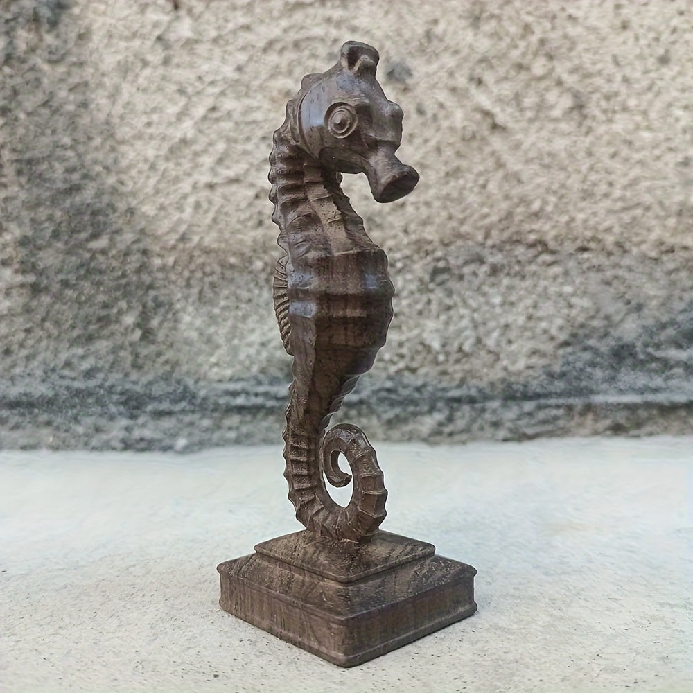 Tnessential 65 Cm Hand Carved Wooden Seahorse Ornament Entryway Decor 3D Decor