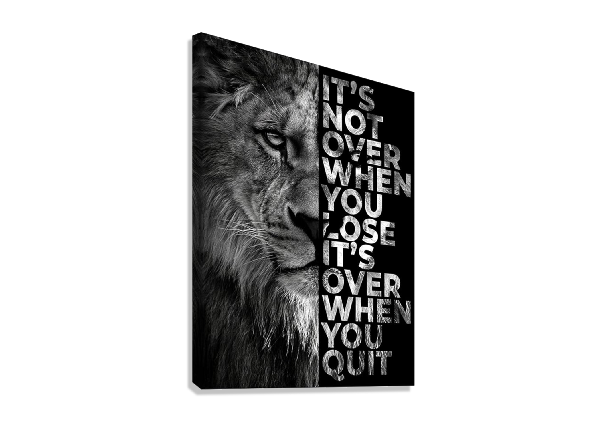 MOTIVATIONAL LION POSTER " ITS NOT OVER WHEN YOU LOSE ITS OVER WHEN YOU QUIT"