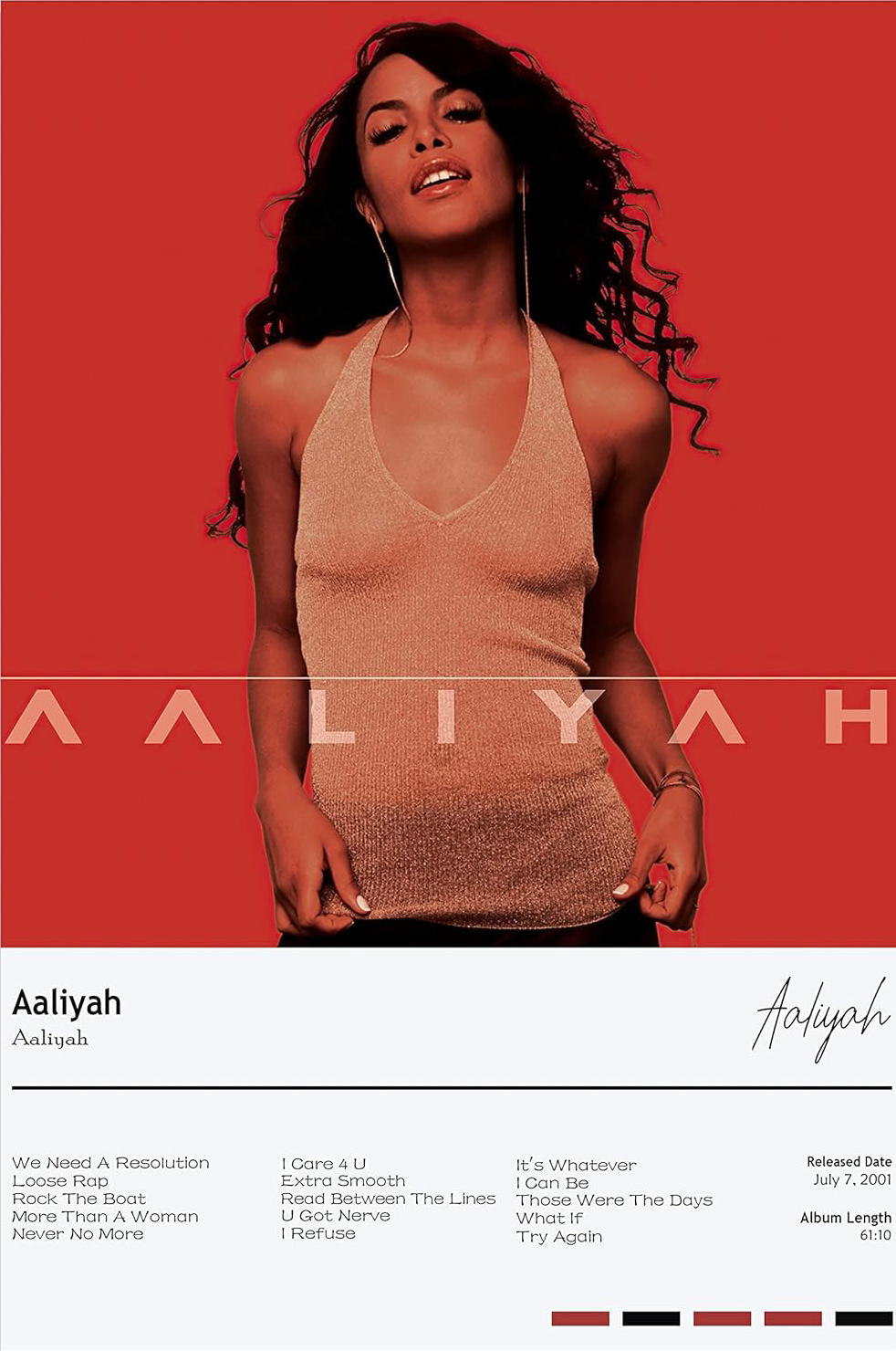 AALIYAH SINGER CANVAS POSTER