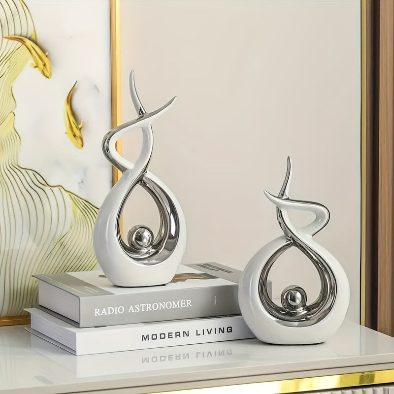 Tnessential Modern Flame Art Abstract Geometric Sculpture Set 3D Decor