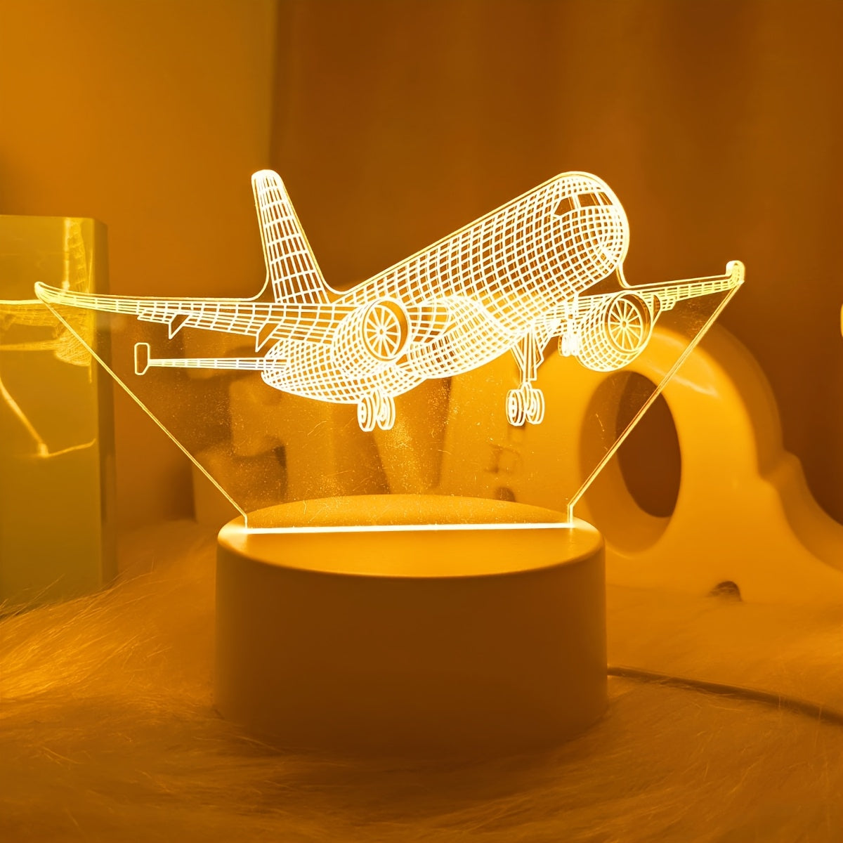 Tnessential Creative Airplane 3D Night Light with Switch Button Control 3D Decor