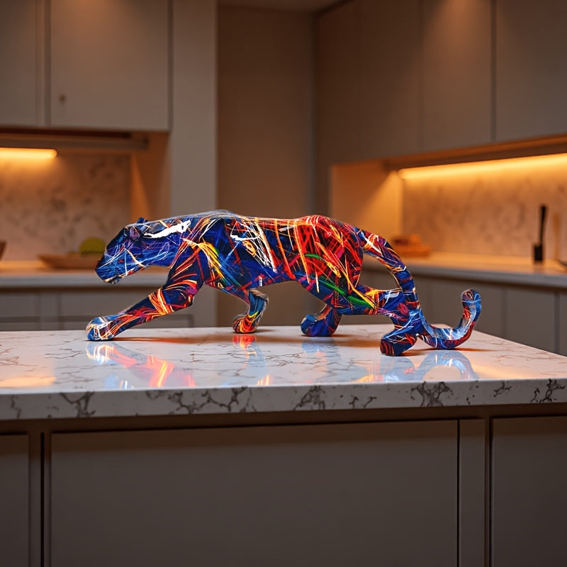 Tnessential Geometric Leopard Figurine 3D Decor