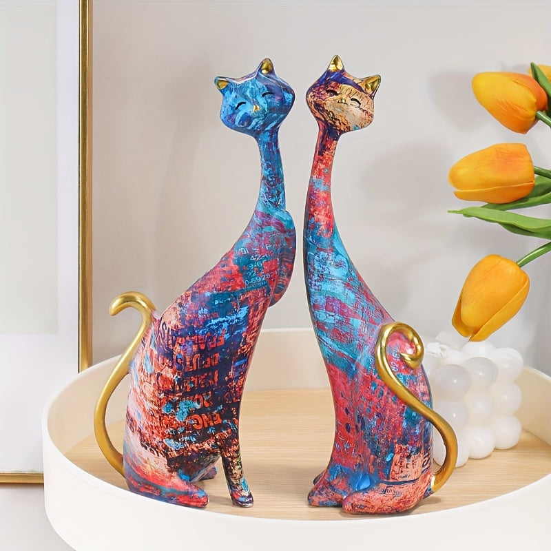 Tnessential Pair of Cat Resin Ornaments 3D Decor