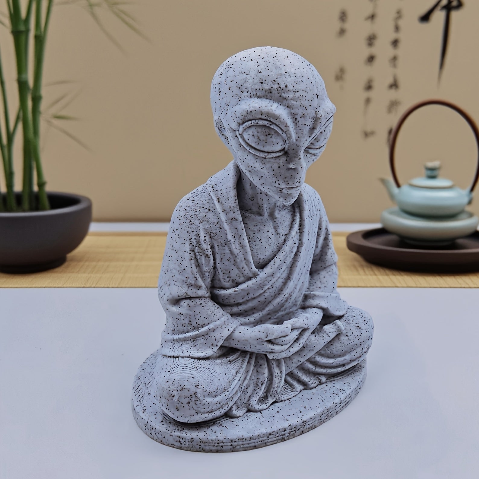 Tnessential Zen-style Meditating Alien Statue Ornament 3D Decor