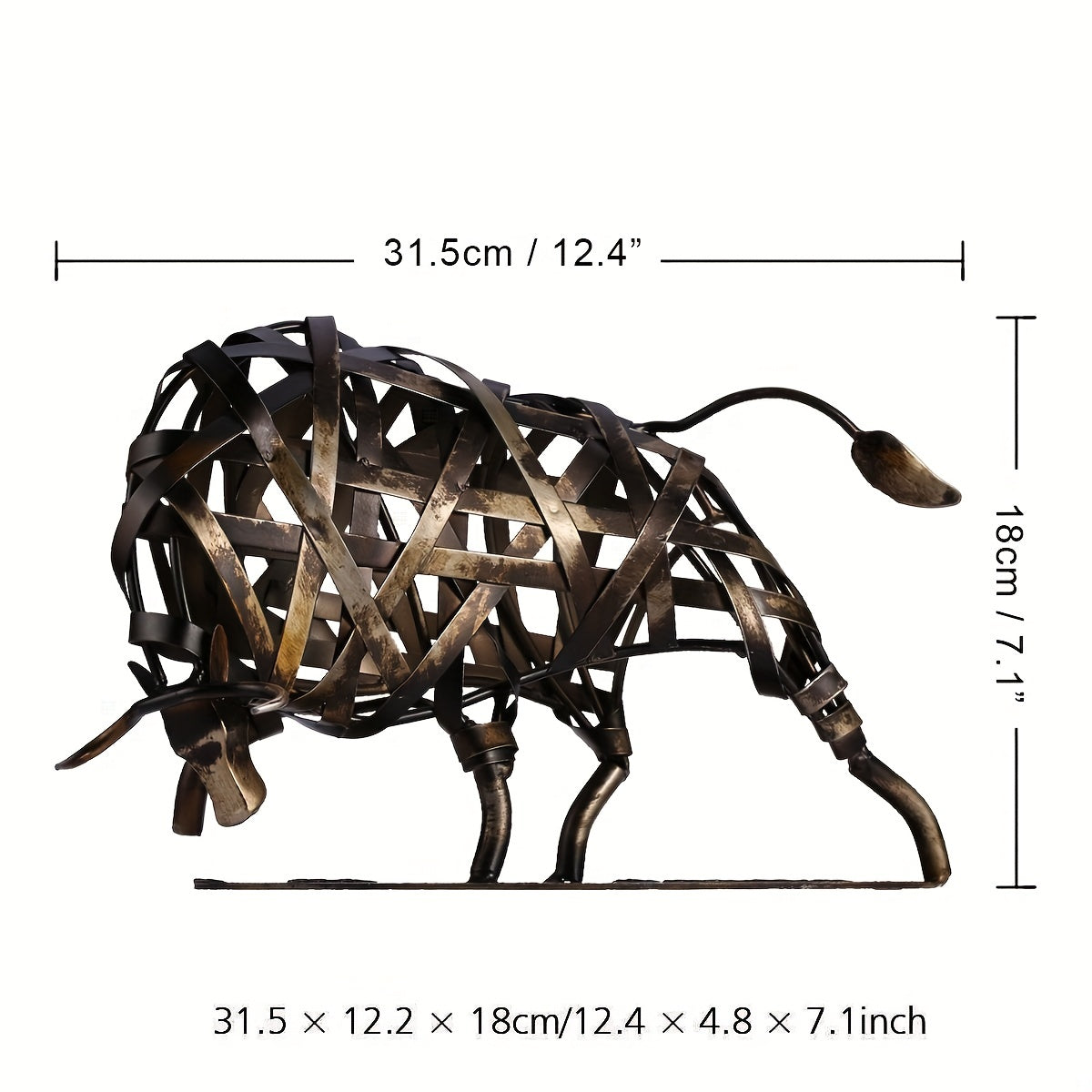 Tnessential Iron Woven Cow Metal Sculpture 3D Decor
