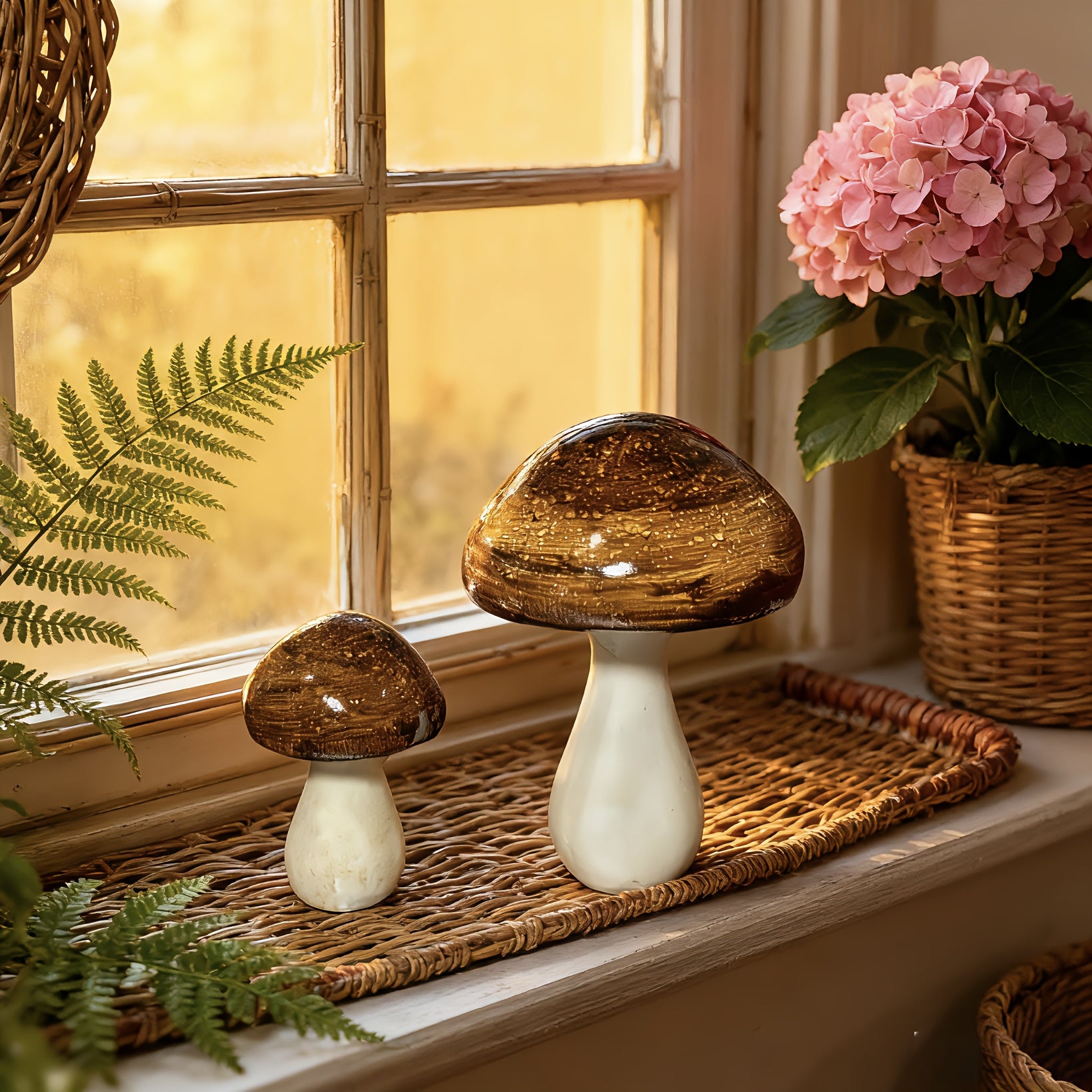 Tnessential Artificial Mushroom Resin Ornaments: Unique & Cute Design 3D Decor
