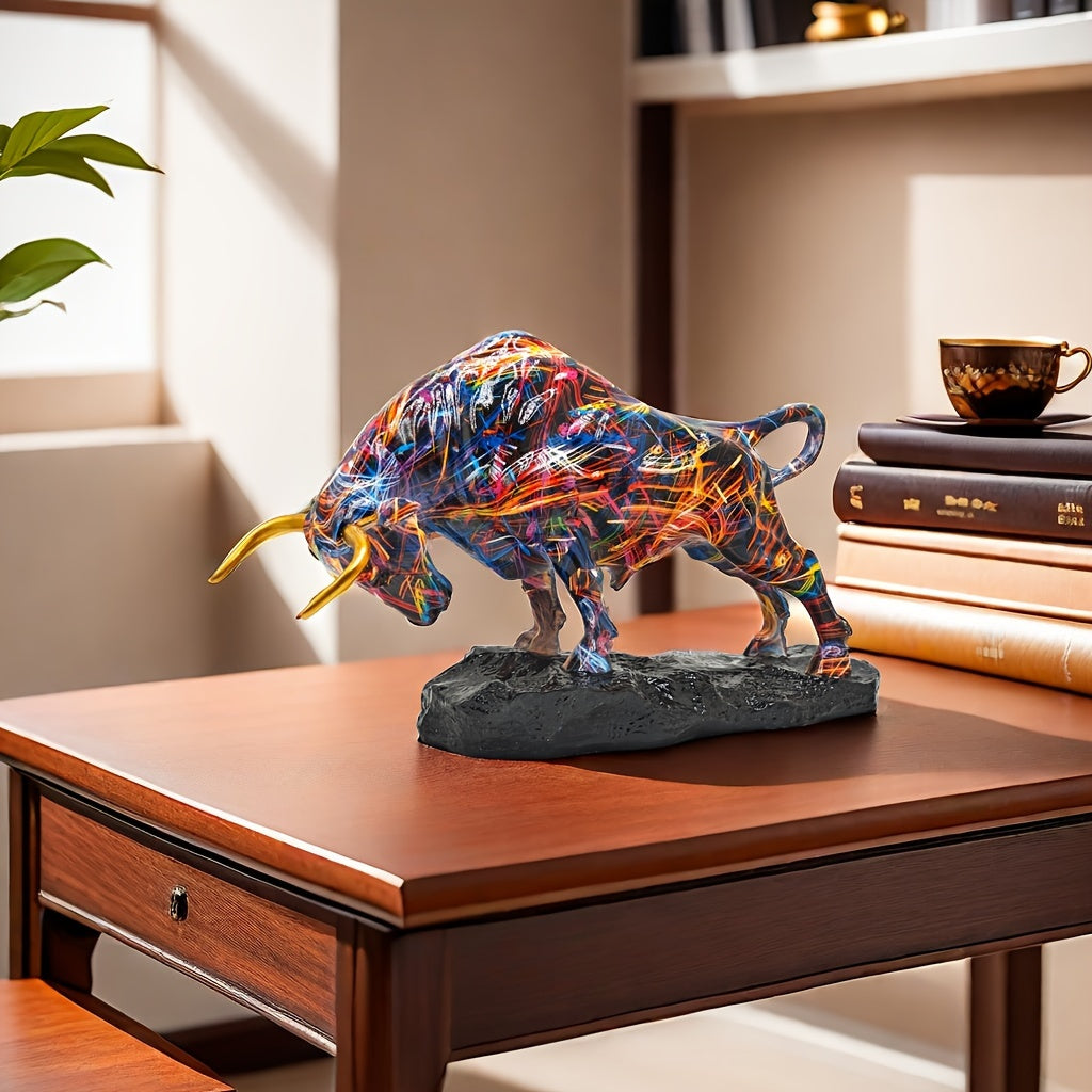 Tnessential Dazzling Wall Street-inspired Bronze Bull Statue 3D Decor