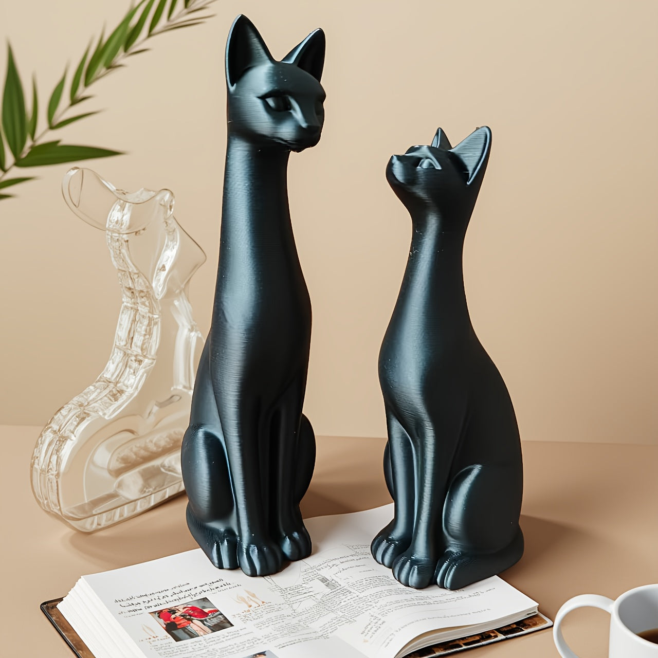 Tnessential Cat Statue Figurines 3D Decor