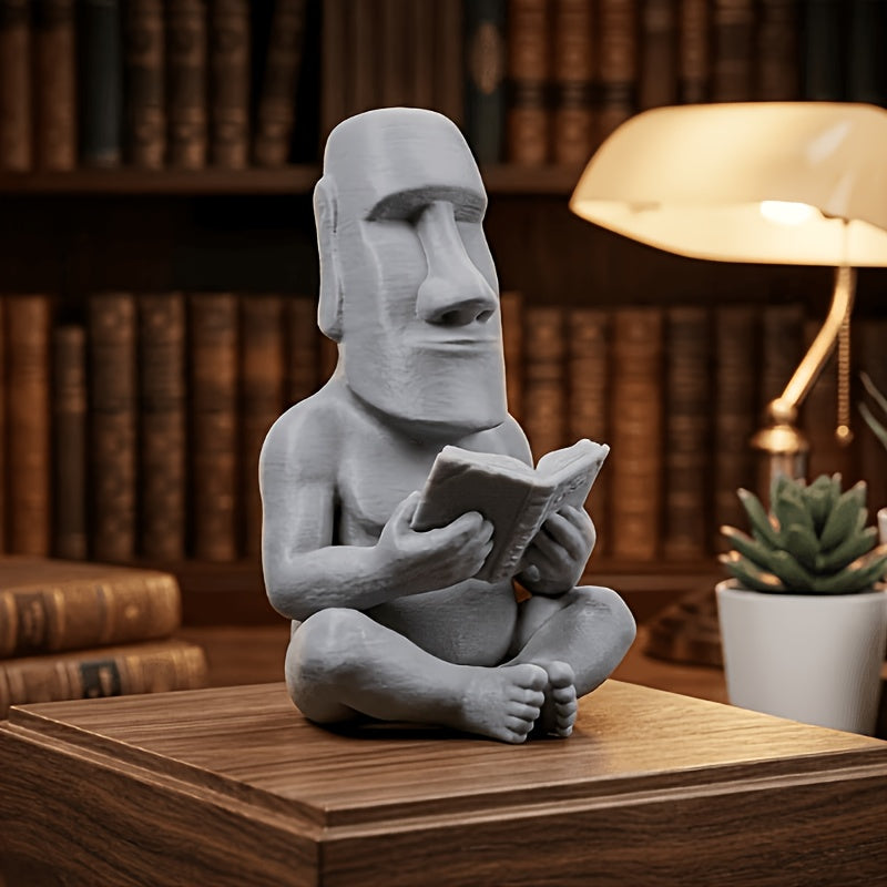 Tnessential Reading Moai Statue Ornament 3D Decor