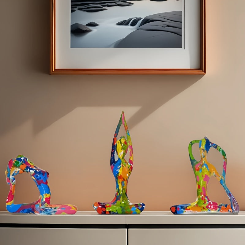 Tnessential Creative Water Transfer Printing Abstract Colorful Yoga 3D Decor