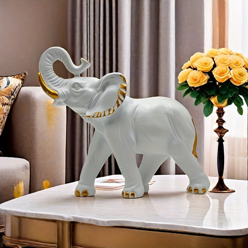 Tnessential Charming Resin Elephant Sculpture 3D Decor