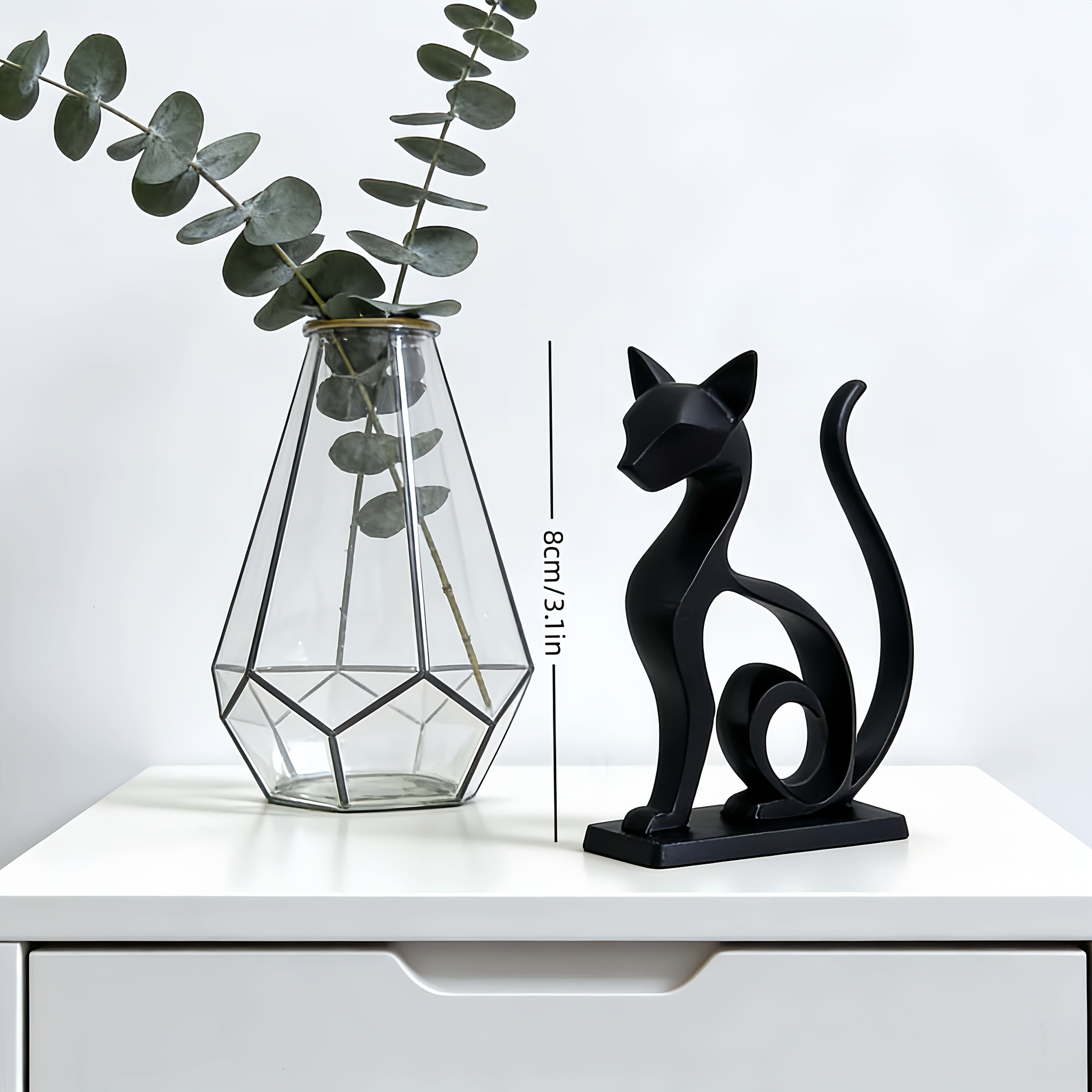 Tnessential Printed Abstract Cat Statue 3D Decor
