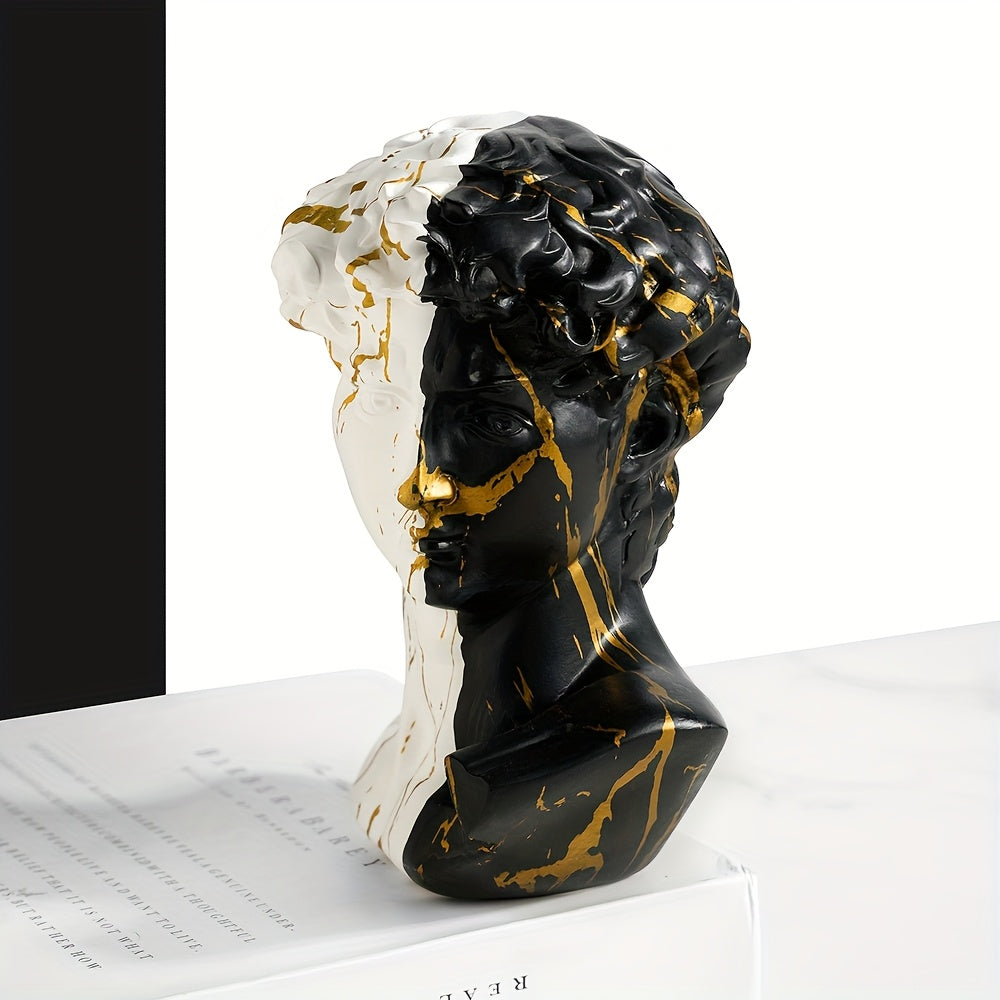 Tnessential Modern Minimalist Black & White David Bust Statue 3D Decor