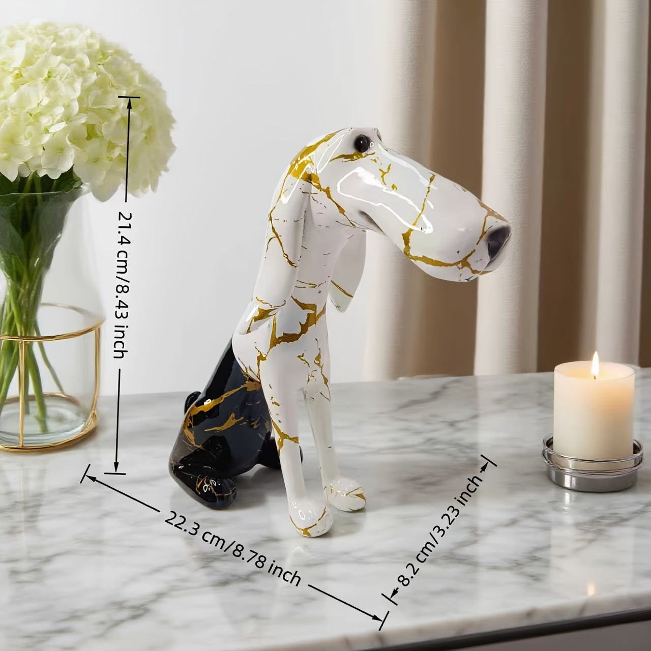 Tnessential White Sexy Big Lip Dachshon Statue Ornaments 3D Decor